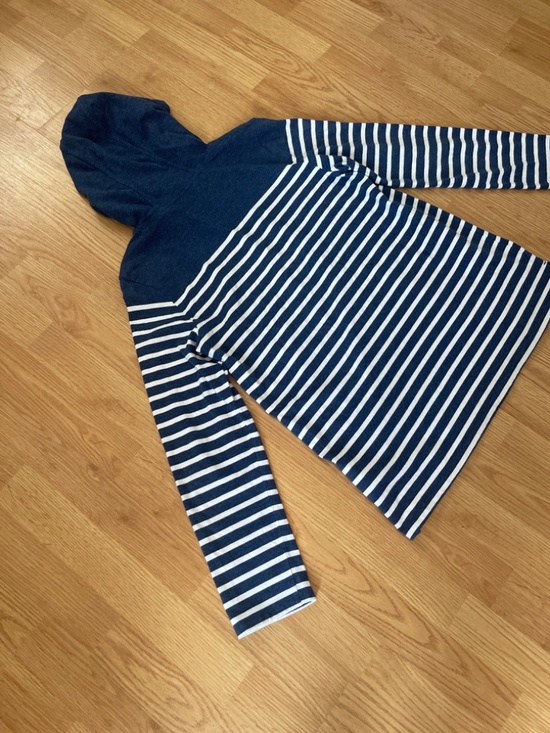 Nautica Blue w/ White Striped Pullover Cotton Hoodie Size Medium - Picture 9 of 10